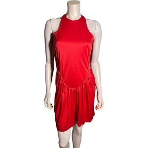 Avon Fashions Vintage Red Halter Dress Drop Waist Party Mini